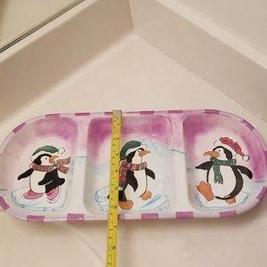 Ceramic 3 section holiday tray
